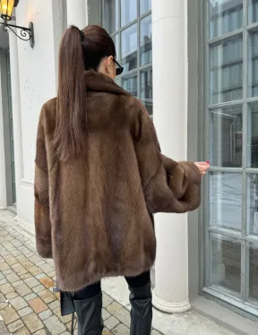 Кимоно полушубок английский воротник - цвет соболь