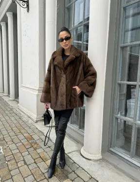 Кимоно полушубок английский воротник - цвет соболь