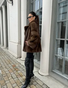 Кимоно полушубок английский воротник - цвет соболь