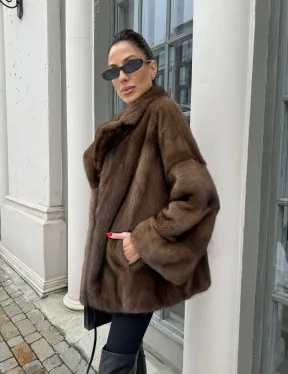 Кимоно полушубок английский воротник - цвет соболь