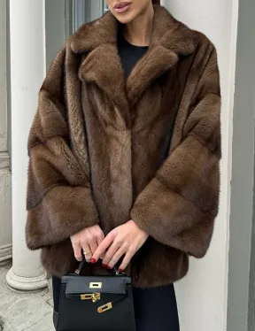 Кимоно полушубок английский воротник - цвет соболь