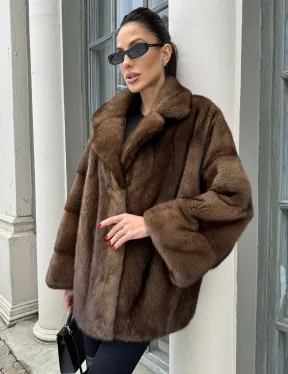 Кимоно полушубок английский воротник - цвет соболь