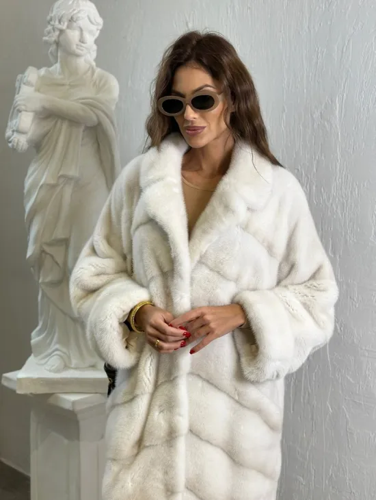 Кимоно шуба английский воротник - цвет колотый лед