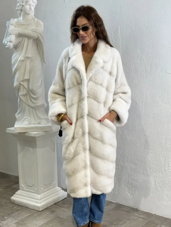 Кимоно шуба английский воротник - цвет колотый лед