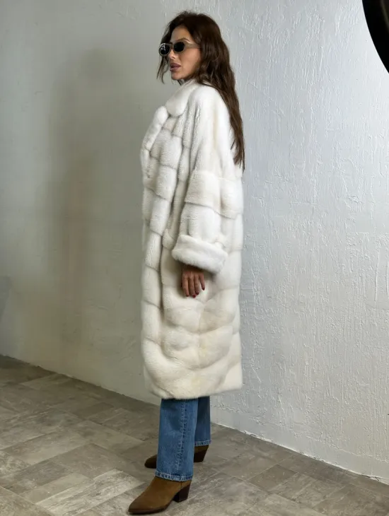 Кимоно шуба английский воротник - цвет колотый лед