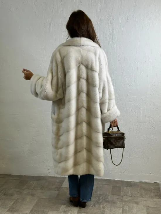 Кимоно шуба английский воротник - цвет колотый лед