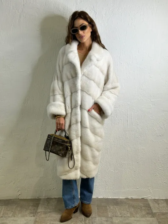 Кимоно шуба английский воротник - цвет колотый лед