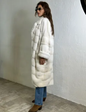 Кимоно шуба английский воротник - цвет колотый лед