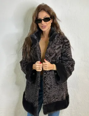 Каракульча стойка воротник отделка норка