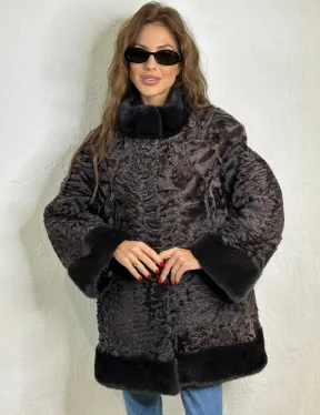 Каракульча стойка воротник отделка норка