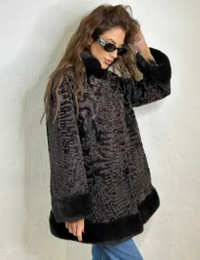 Каракульча стойка воротник отделка норка