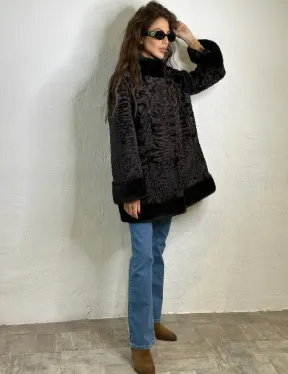 Каракульча стойка воротник отделка норка