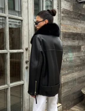 Дубленка из натуральной овчины с мехом песца