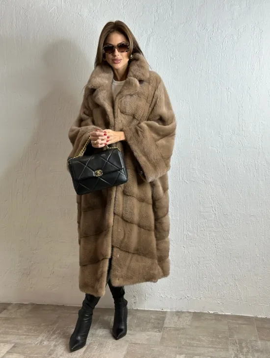 Роскошное манто из аукционной норки - цвет пастель