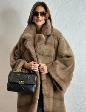 Роскошное манто из аукционной норки - цвет пастель