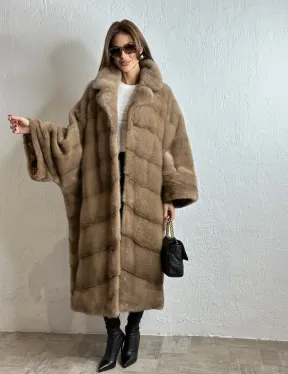 Роскошное манто из аукционной норки - цвет пастель