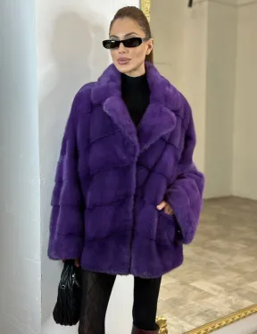 Кимоно полушубок английский воротник - цвет фиолетовый