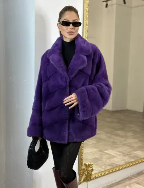 Кимоно полушубок английский воротник - цвет фиолетовый
