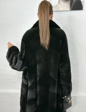 Кимоно норка мех NAFA английский воротник - темный изумруд