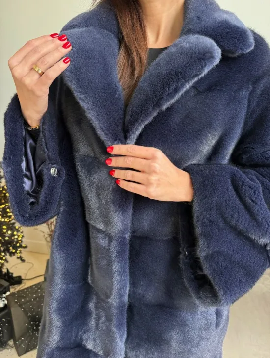 Норка KOPENHAGEN FUR английский воротник поперечка - цвет синий