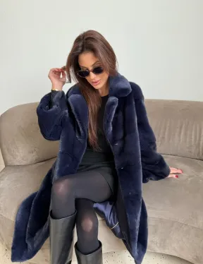 Норка KOPENHAGEN FUR английский воротник поперечка - цвет синий