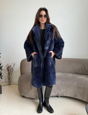 Норка KOPENHAGEN FUR английский воротник поперечка - цвет синий