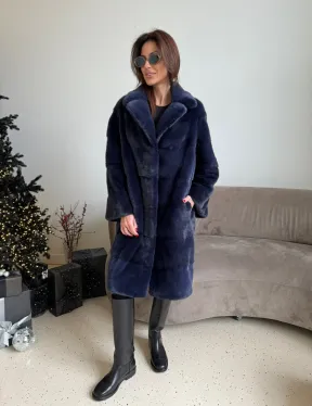 Норка KOPENHAGEN FUR английский воротник поперечка - цвет синий