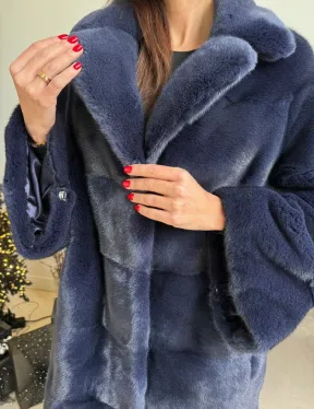 Норка KOPENHAGEN FUR английский воротник поперечка - цвет синий