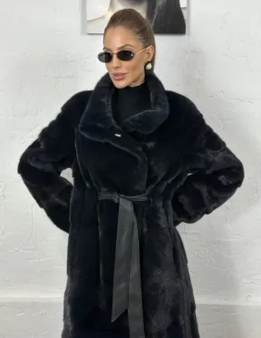 Норка поперечка стойка воротник - цвет инфинити