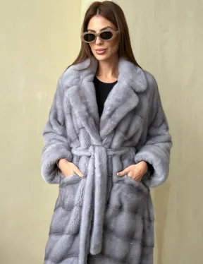 Норка паркет кимоно английский воротник NAFA - сапфир