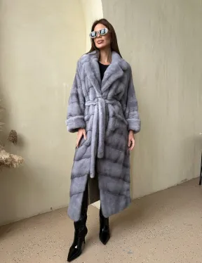 Норка паркет кимоно английский воротник NAFA - сапфир