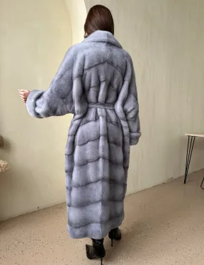 Норка паркет кимоно английский воротник NAFA - сапфир