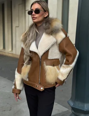 Стильная дубленка из мериноса - цвет кэмел