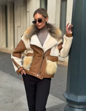 Стильная дубленка из мериноса - цвет кэмел