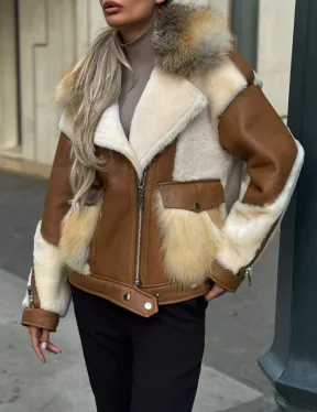 Стильная дубленка из мериноса - цвет кэмел