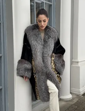 Комбинированная шуба из норки и чернобурой лисы