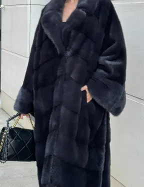 Манто из аукционной норки в цвете графит