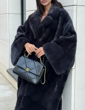 Манто из аукционной норки в цвете графит