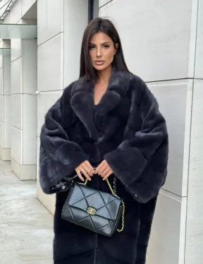 Манто из аукционной норки в цвете графит