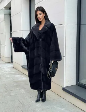 Манто из аукционной норки в цвете графит