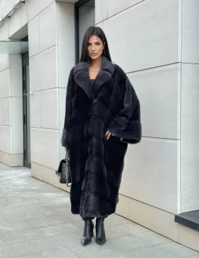 Манто из аукционной норки в цвете графит