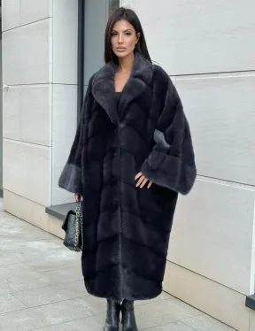 Манто из аукционной норки в цвете графит