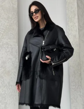 Черная дубленка на тоскане