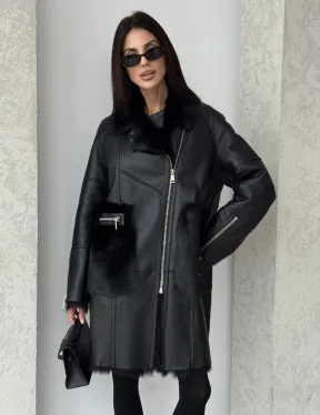 Черная дубленка на тоскане