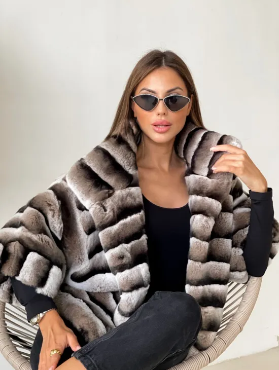 Болеро из шиншиллового орилага с воротником-стойка