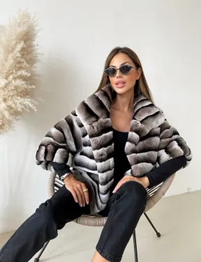 Болеро из шиншиллового орилага с воротником-стойка