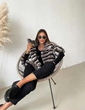 Болеро из шиншиллового орилага с воротником-стойка