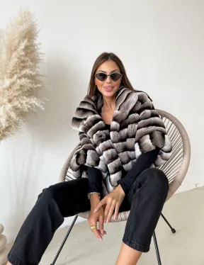 Болеро из шиншиллового орилага с воротником-стойка