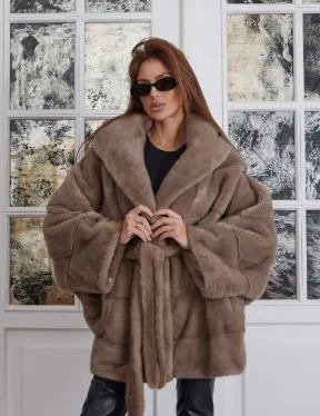 Палевая летучая мышь мех норка с капюшоном - NAFA MILK