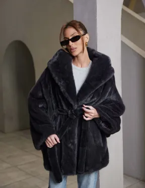 Норка графит роспуск с капюшоном летучая мышь